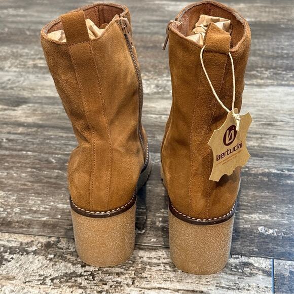 BERTUCHI Made in Spain Wedge Suede Boots Tan Side Zipper Womens Size 8‎ Boho NWT - Picture 6 of 15
